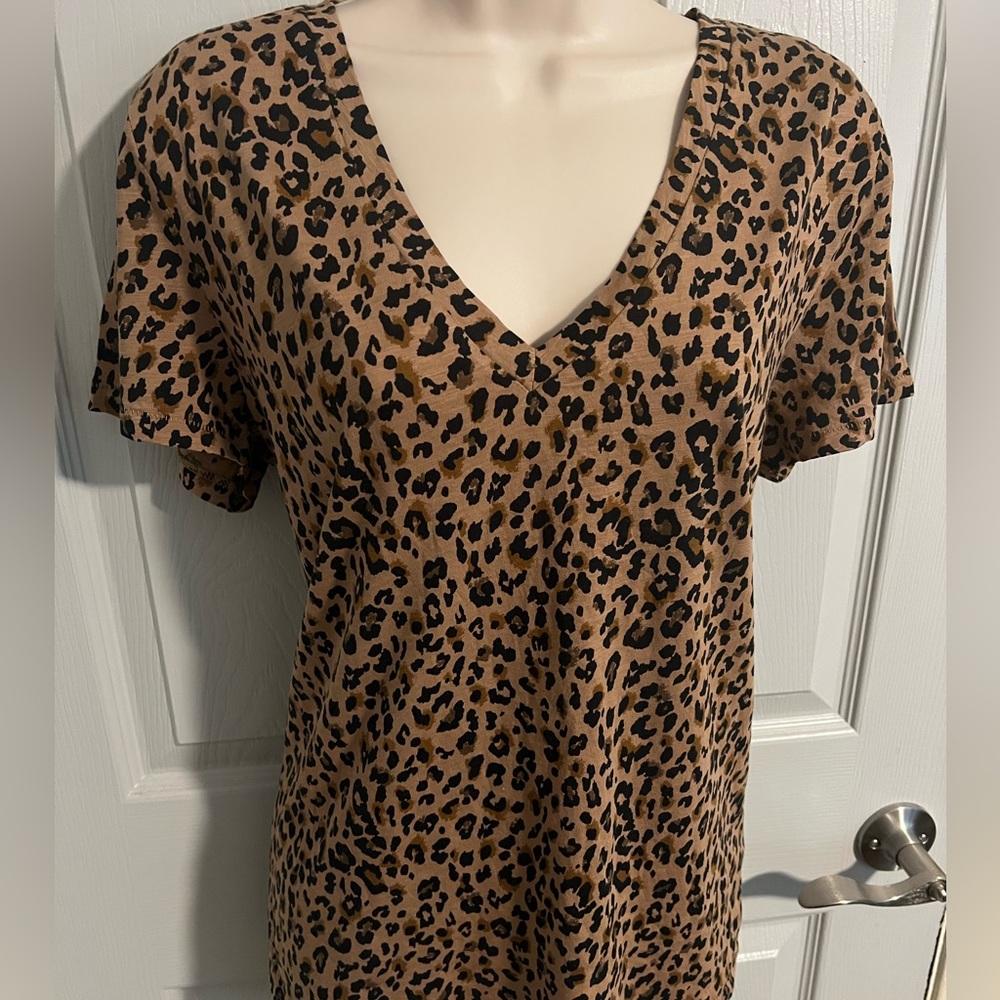 J. Crew Fitted Leopard Print Short Sleeve Top